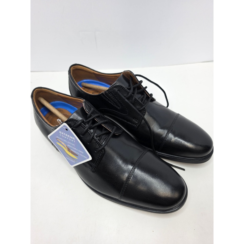 Clarks Whiddon Cap Men's Leather Dress Shoes Black Size 7.5 Classic Timeless